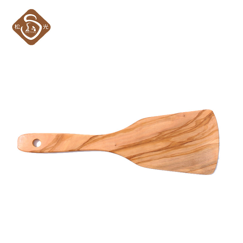 Pine Light Olive Wood Wood Handle Rice Shovel Unpainted Solid Wood Non-Stick Rice Spoon Cooking Short Handle Wood Shovel Manufacturers Wholesale Item Picture