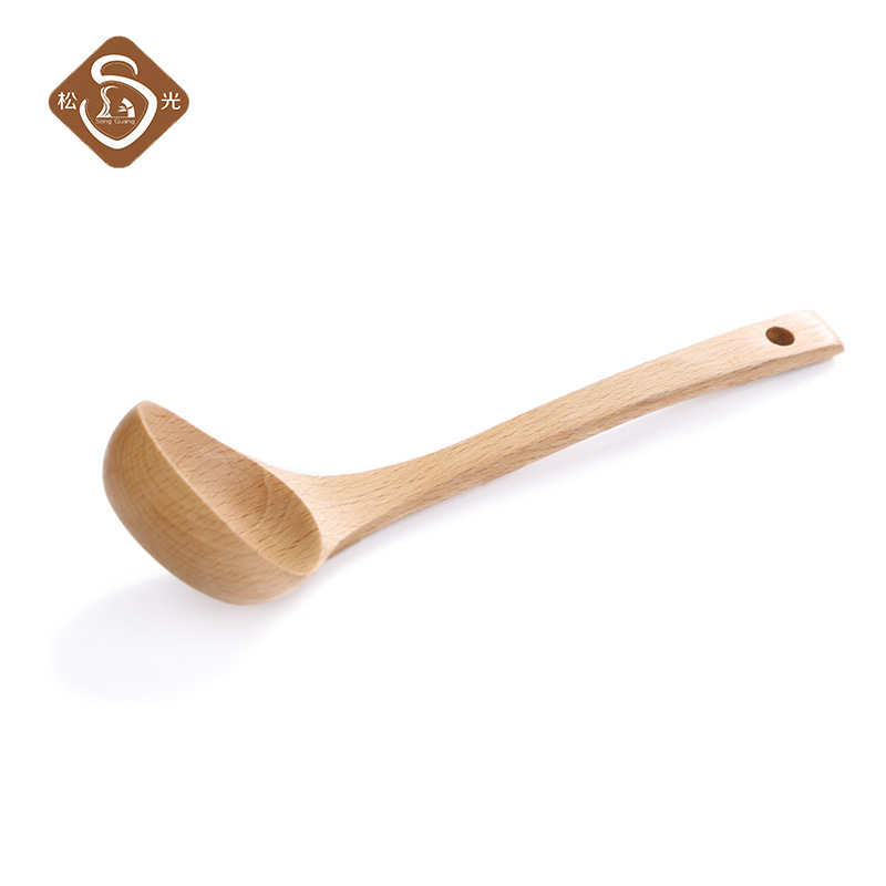 Pine Light Factory Direct Retro Chinese Wooden Soup Spoon Long Handle Porridge Spoon Home Oil Spoon Straight Handle Hot Pot Spoon Wholesale Specification drawing