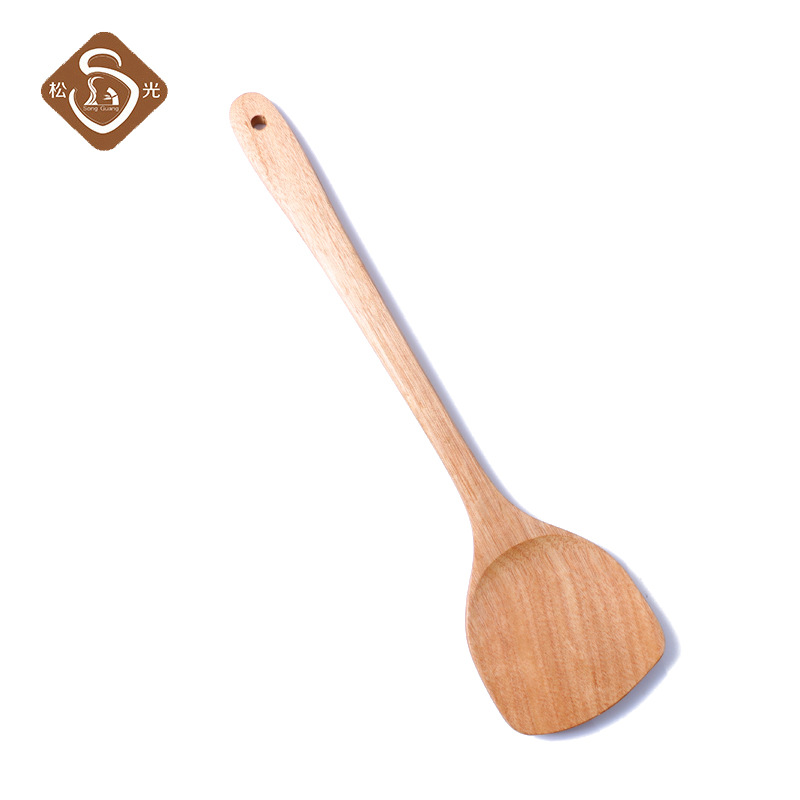 Light Spatula Stir-Frying Non-Stick Pan Wood Spatula High Temperature Stir-Frying Long Handle Solid Wood Shovel Special Wood Shovel Wholesale Item Picture