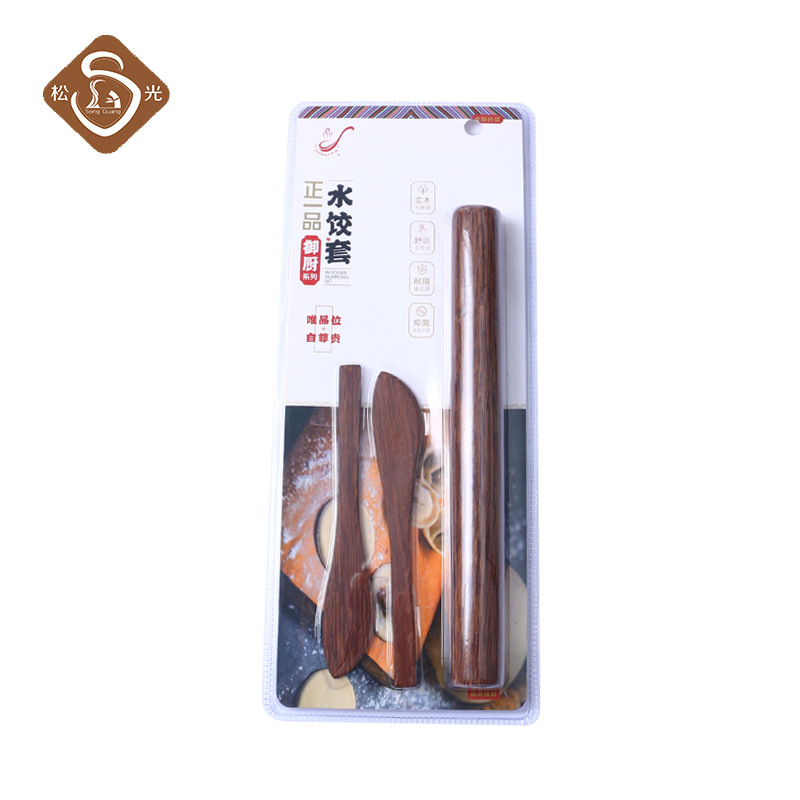 Songguang Pure Wooden Small Rolling Pin Hand Noodle Dumpling Stick Set Household Dumpling Skin Dumpling Skin