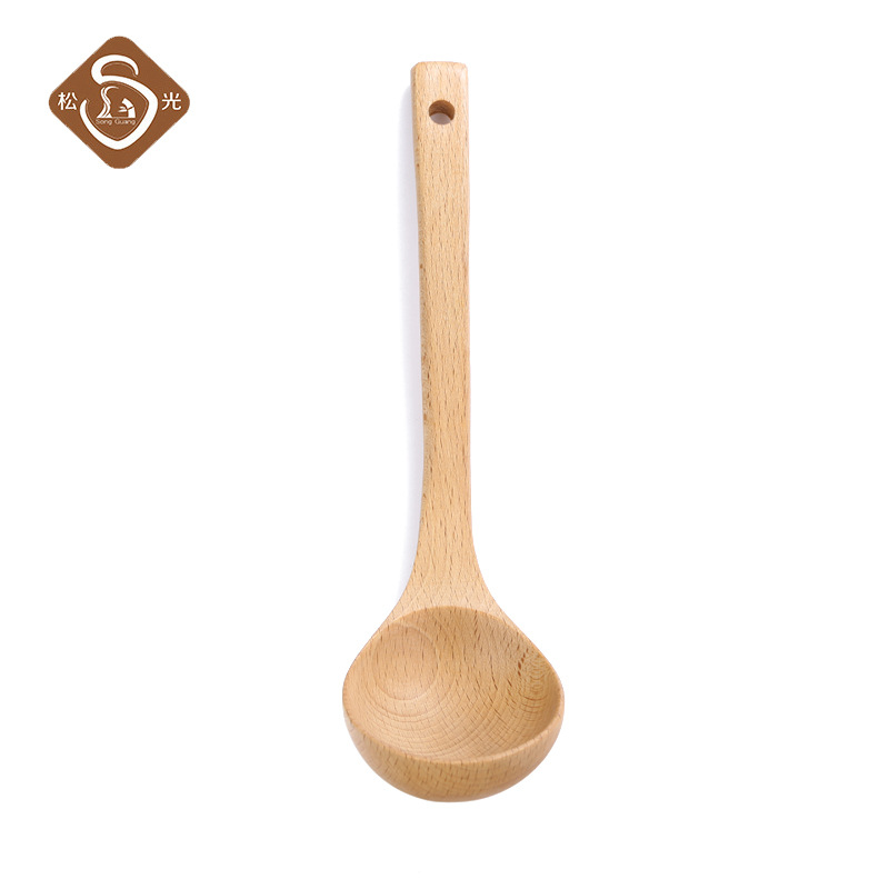 Pine Light Factory Direct Retro Chinese Wooden Soup Spoon Long Handle Porridge Spoon Home Oil Spoon Straight Handle Hot Pot Spoon Wholesale details Picture