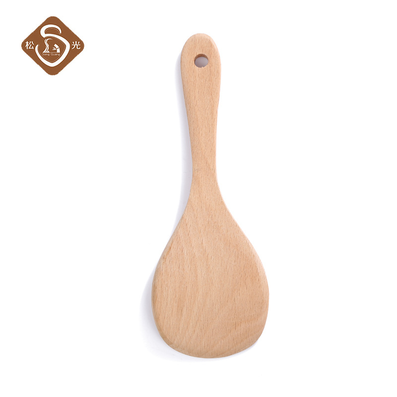 Loose Light Beech No Paint No Wax Household High Temperature Rice Shovel Non-Stick Pan Special Rice Spoon Custom Rice Spoon Small Round Shovel Specification drawing