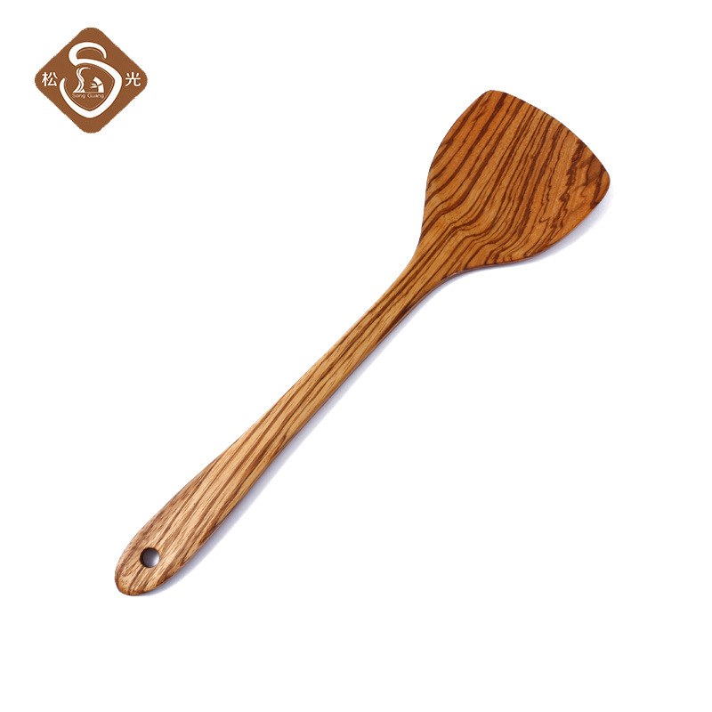 Matsu Light Unpainted Long Handle Wood Spatula Non-Stick Special Cooking Spatula Round Handle Spatula Wooden Cooking Spatula Kitchen Supplies Application Scenario