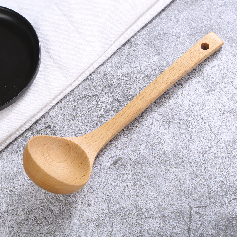 Pine Light Factory Direct Retro Chinese Wooden Soup Spoon Long Handle Porridge Spoon Home Oil Spoon Straight Handle Hot Pot Spoon Wholesale Item Picture