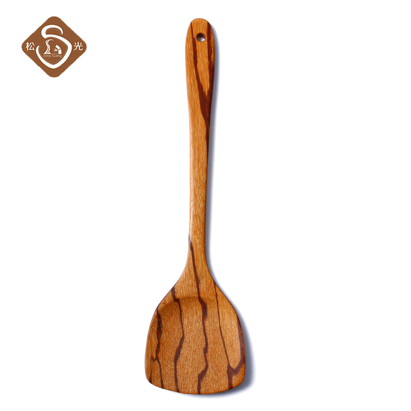 Matsu Light New Extended Handle Wooden Cooking Shovel Quality Kitchen Wooden Spatula Non-Stick Special Flat Shovel details Picture