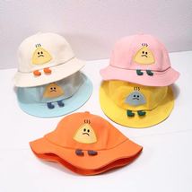 新款帽子女婴儿遮阳帽子夏季防晒帽可爱图案刺绣渔夫儿童帽子童帽