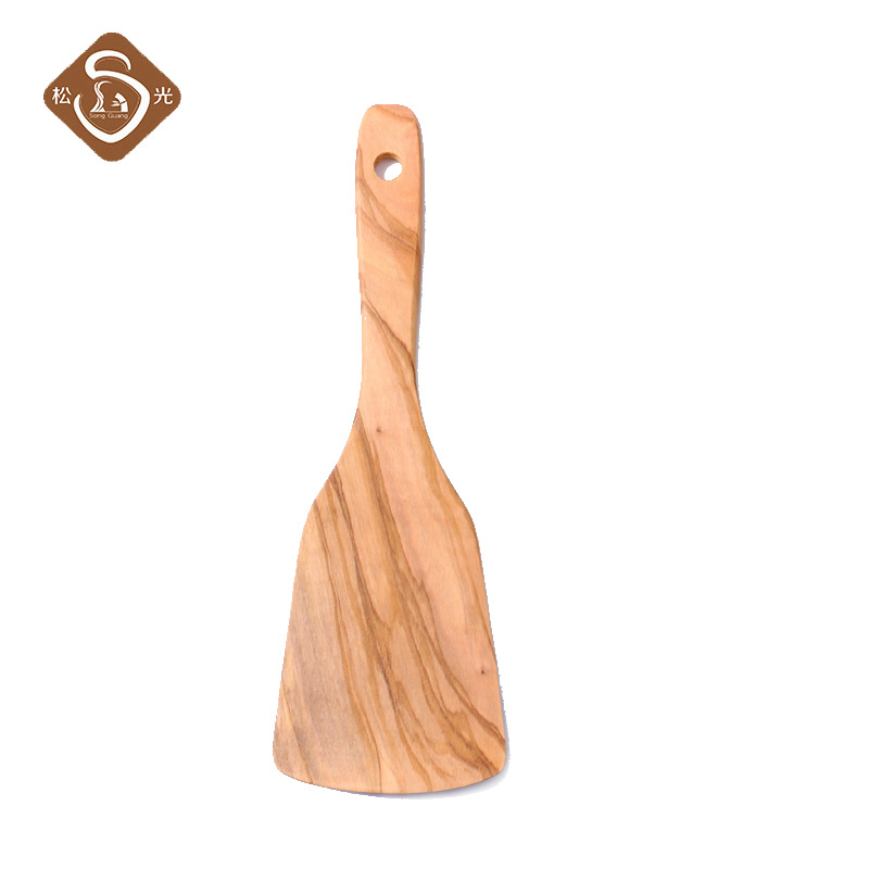 Pine Light Olive Wood Wood Handle Rice Shovel Unpainted Solid Wood Non-Stick Rice Spoon Cooking Short Handle Wood Shovel Manufacturers Wholesale full figure