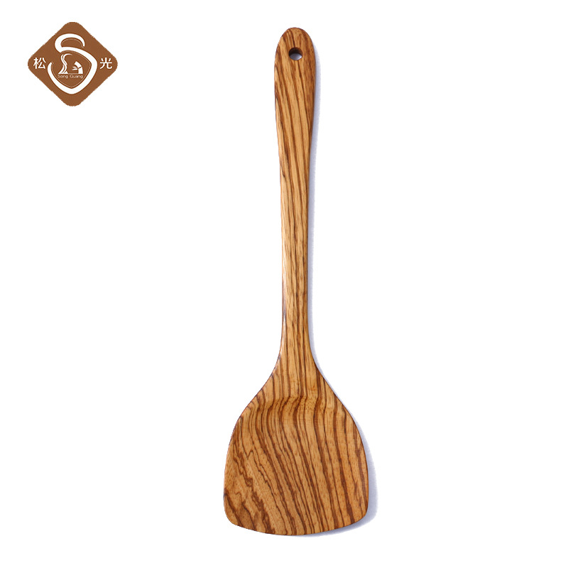 Matsu Light Unpainted Long Handle Wood Spatula Non-Stick Special Cooking Spatula Round Handle Spatula Wooden Cooking Spatula Kitchen Supplies details Picture