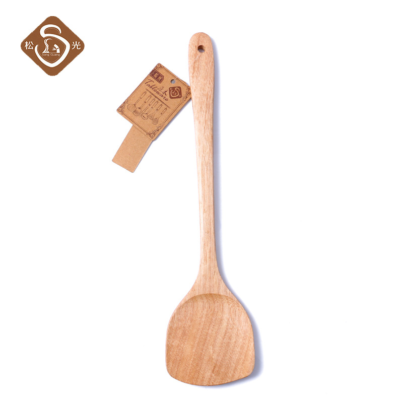 Light Spatula Stir-Frying Non-Stick Pan Wood Spatula High Temperature Stir-Frying Long Handle Solid Wood Shovel Special Wood Shovel Wholesale