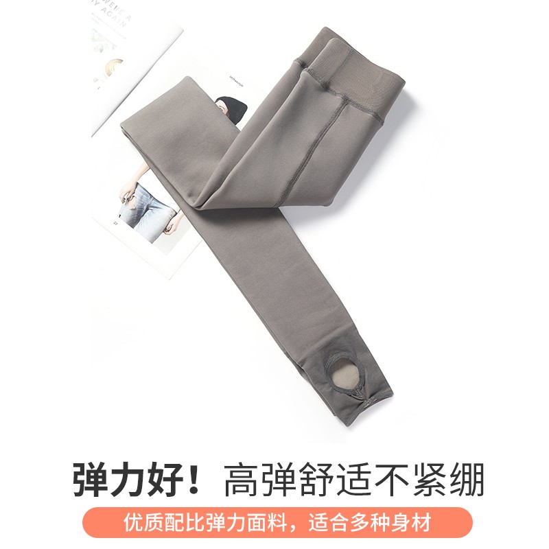 空姐灰丝袜加绒加厚抖音同款透肤裤网红冬季网纱腰收腹假透肉白底实物图