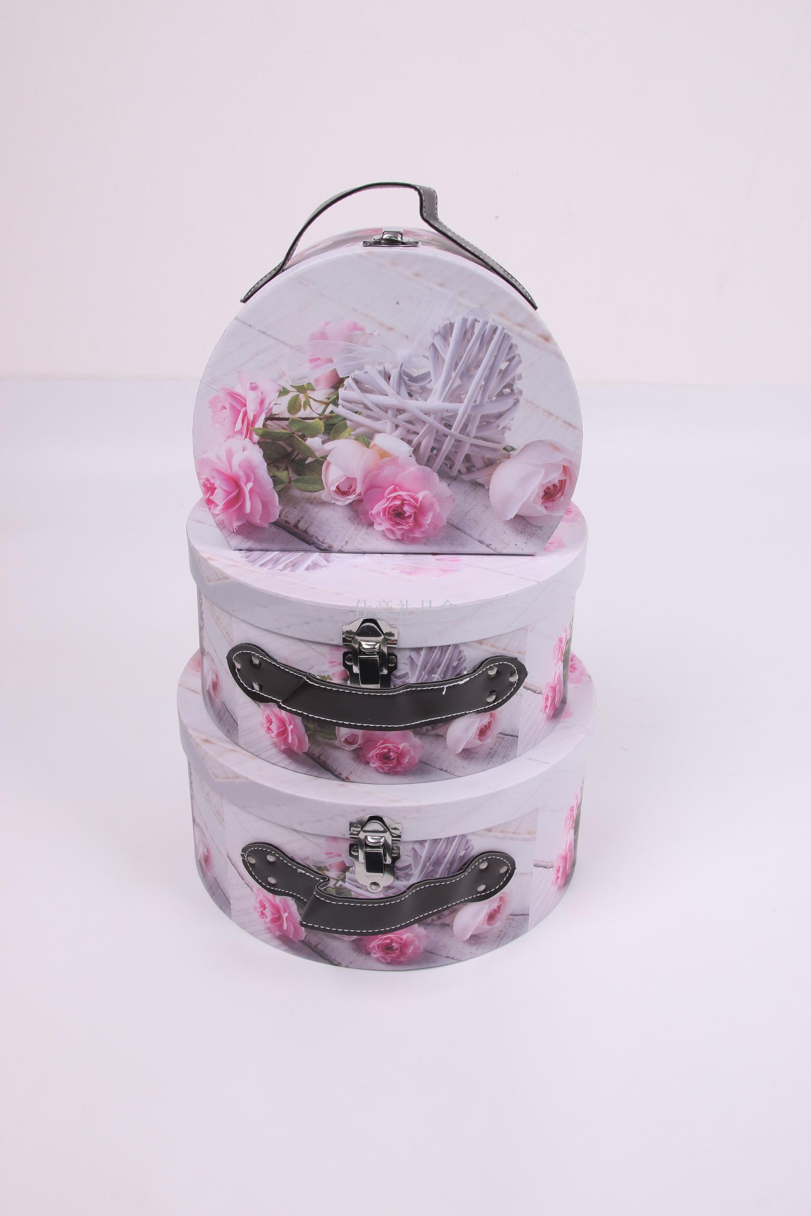 厂家直销三件套半圆盒 花盒 礼物礼品盒 手提盒