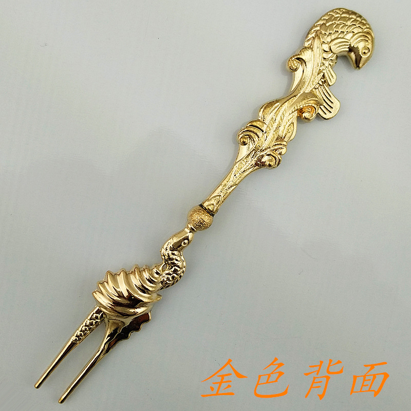 Retro fruit skewers, European court noble carp lotus leaf dessert fork, snail snake 2-finger fork, ins fruit fork Item Picture
