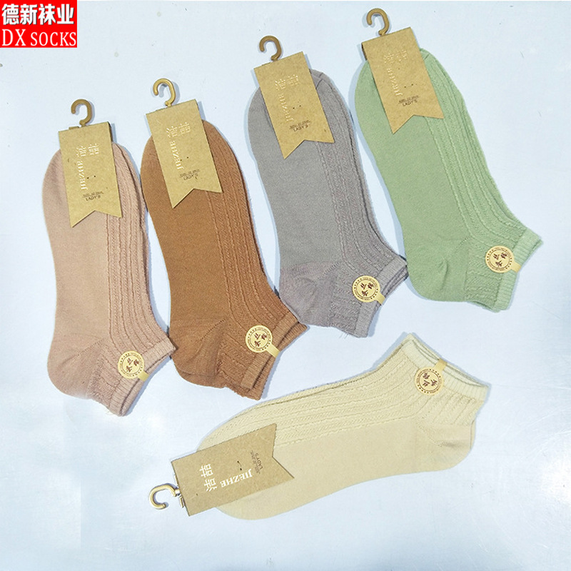厂家直销日系新款船袜 女士纯色潮袜复古民族风透气粗针纯色