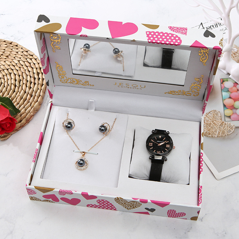 微商爆款石英手表项链耳钉三件套生日礼物送女朋友女友的创意实用图