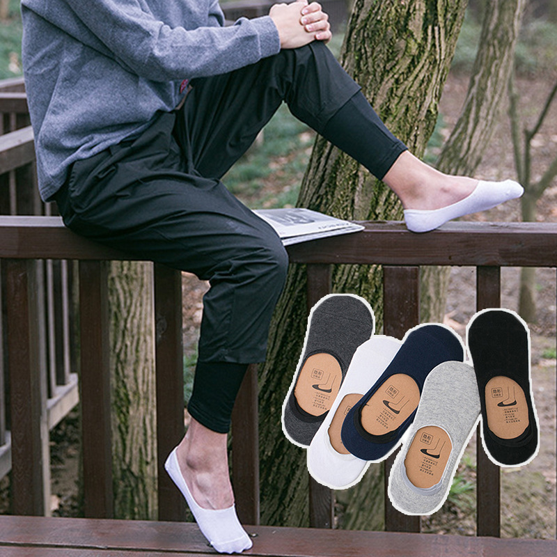 夏季新款男士船袜 浅口硅胶防滑袜子男 纯色透气 隐形袜男批发产品图