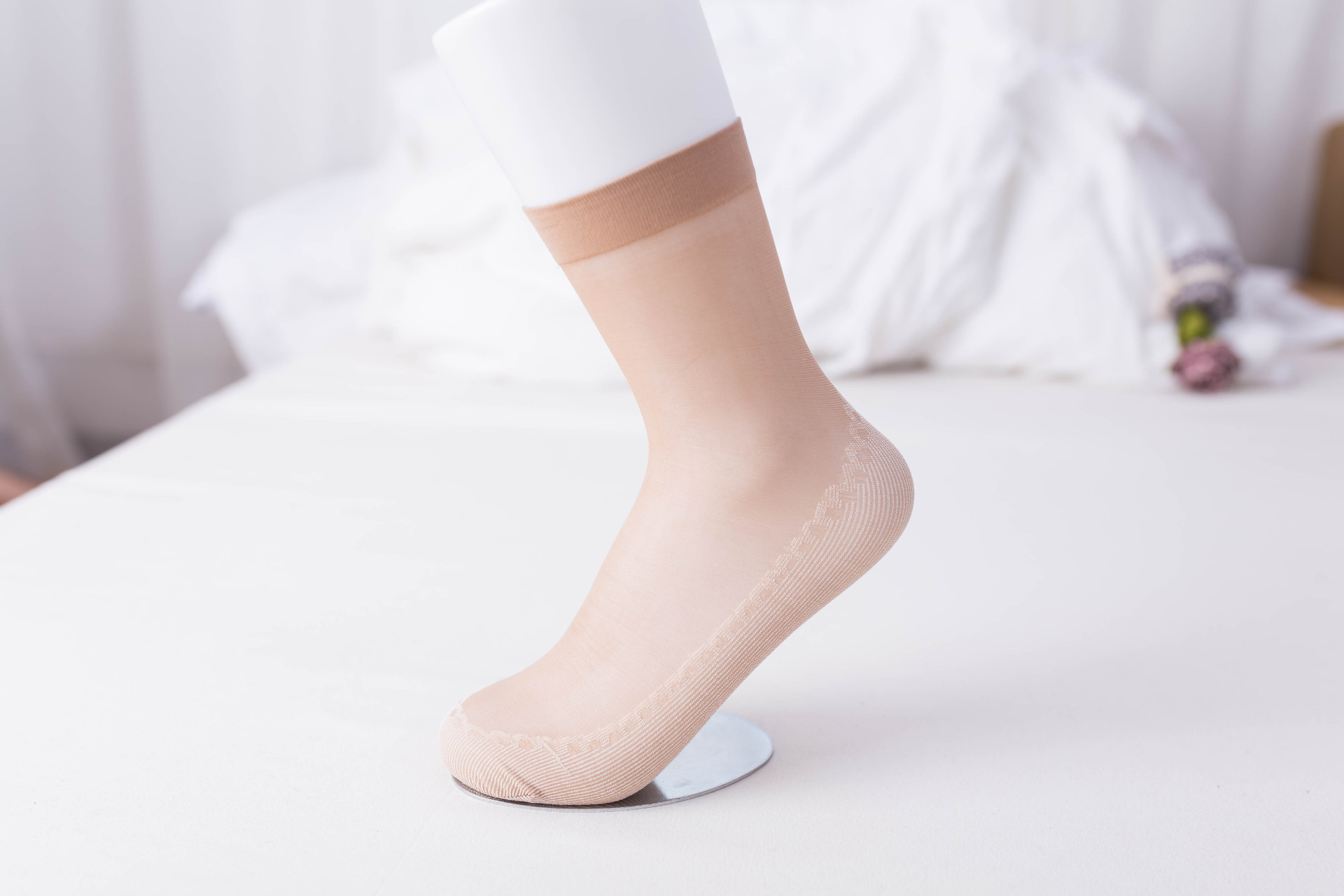 10双装春夏女士短丝袜防滑透气按摩底水晶袜防勾丝棉底隐形丝袜白底实物图