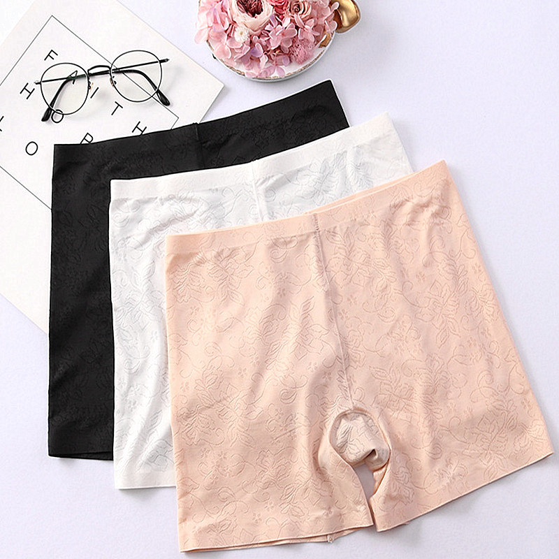 春秋打底防走光无痕安全裤女士透气网孔纯色短裤超薄三分平角裤女