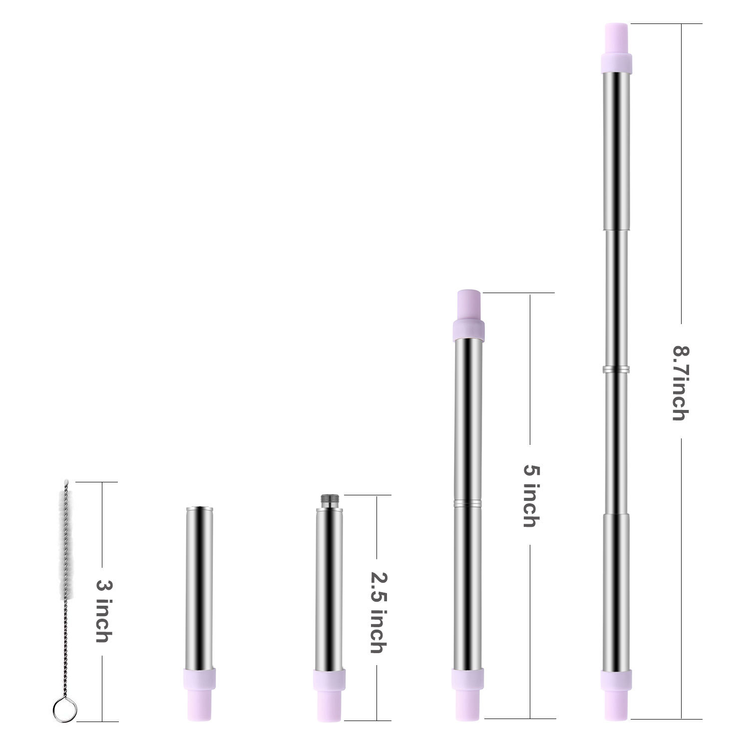 SWENO silicone telescopic straws 304 stainless steel Amazon folding straws Portable straw set details Picture