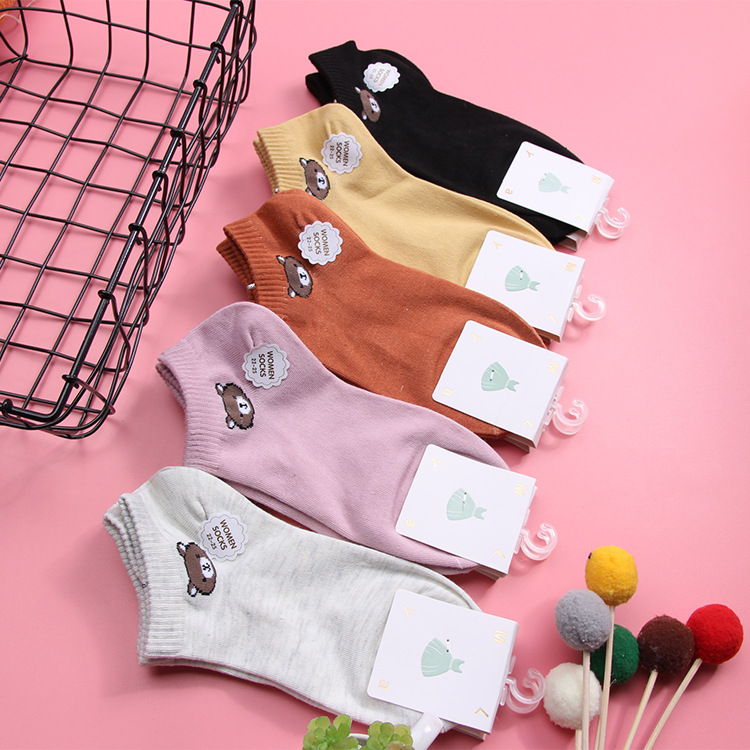 新款女士彩棉船袜简约时尚透气短筒袜子辽源袜子混搭商城超市批发细节图