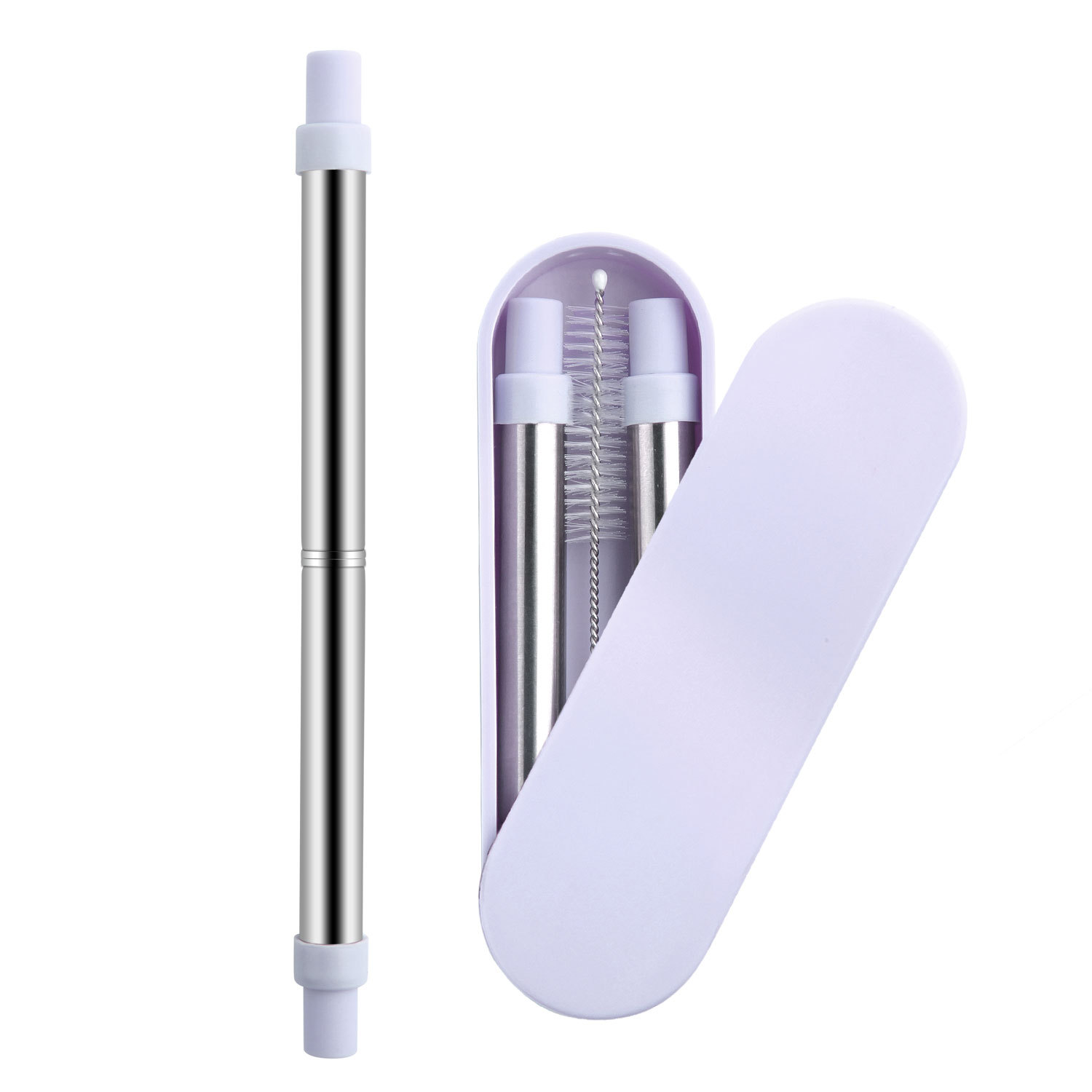 SWENO silicone telescopic straws 304 stainless steel Amazon folding straws Portable straw set Item Picture