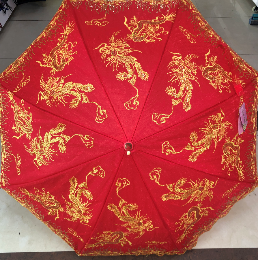 红雨伞婚庆结婚出门用红色伞新娘伞两用出嫁婚伞复古高档折叠中式产品图