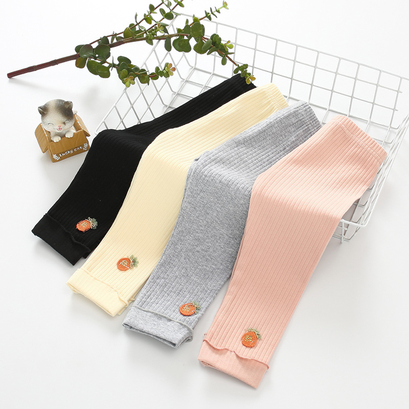 新款童裤批发 2020春季纯色小菠萝绣花打底裤7712 女小童童装D962产品图