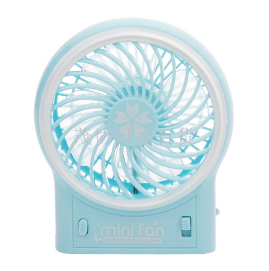 创意办公桌面迷你风扇 usb充电风扇 三档LED灯静音电动小风扇细节图