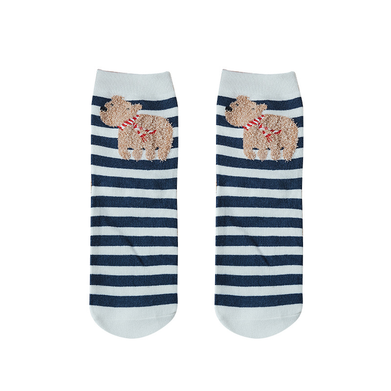 中筒袜女秋冬新款圣诞礼盒卡通袜可爱学院风学生袜子批发全棉透气白底实物图