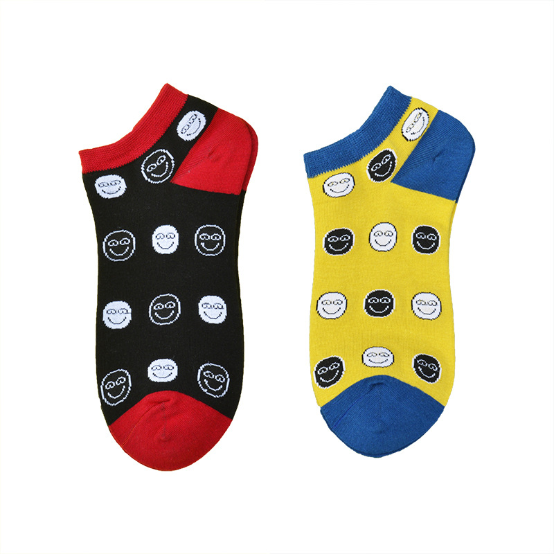 精梳棉纯棉春夏新款卡通图案女士船袜小动物个性日系短袜厂家直销白底实物图