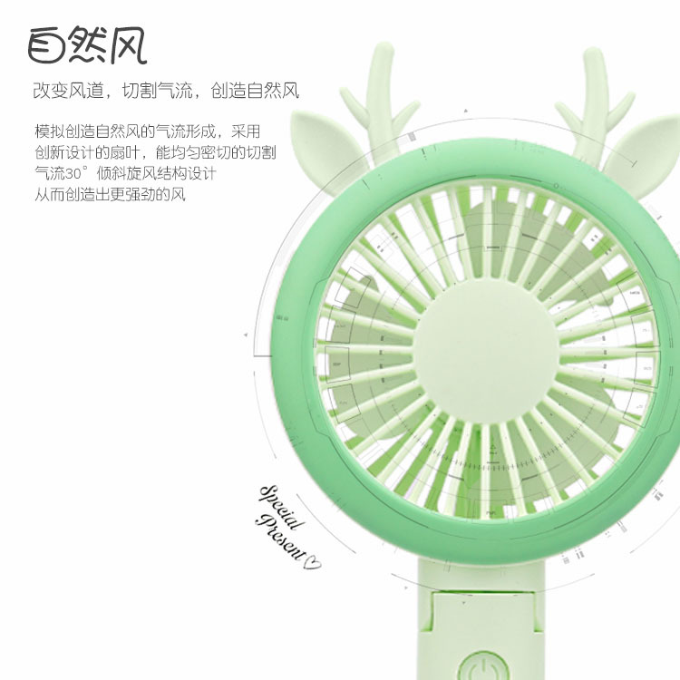 [Factory Direct Sale] Three-speed illuminated Lithium Battery fan 2020 Cartoon Antler Folding Illuminated Fan X9 PLUS 1 Application Scenario