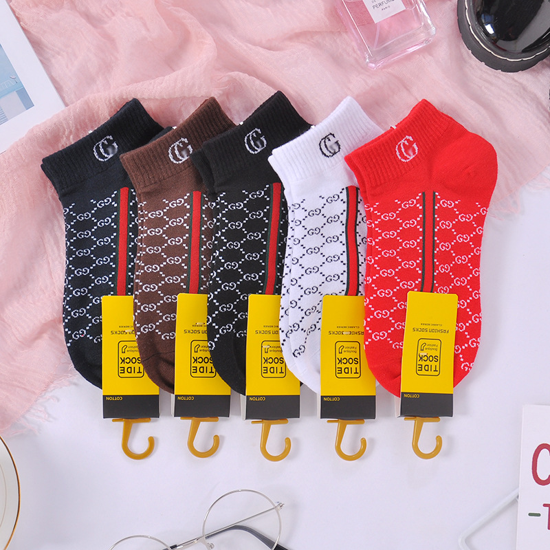 双g袜子女 Ins潮牌字母低帮棉袜 时尚百搭女船袜厂家批发产品图