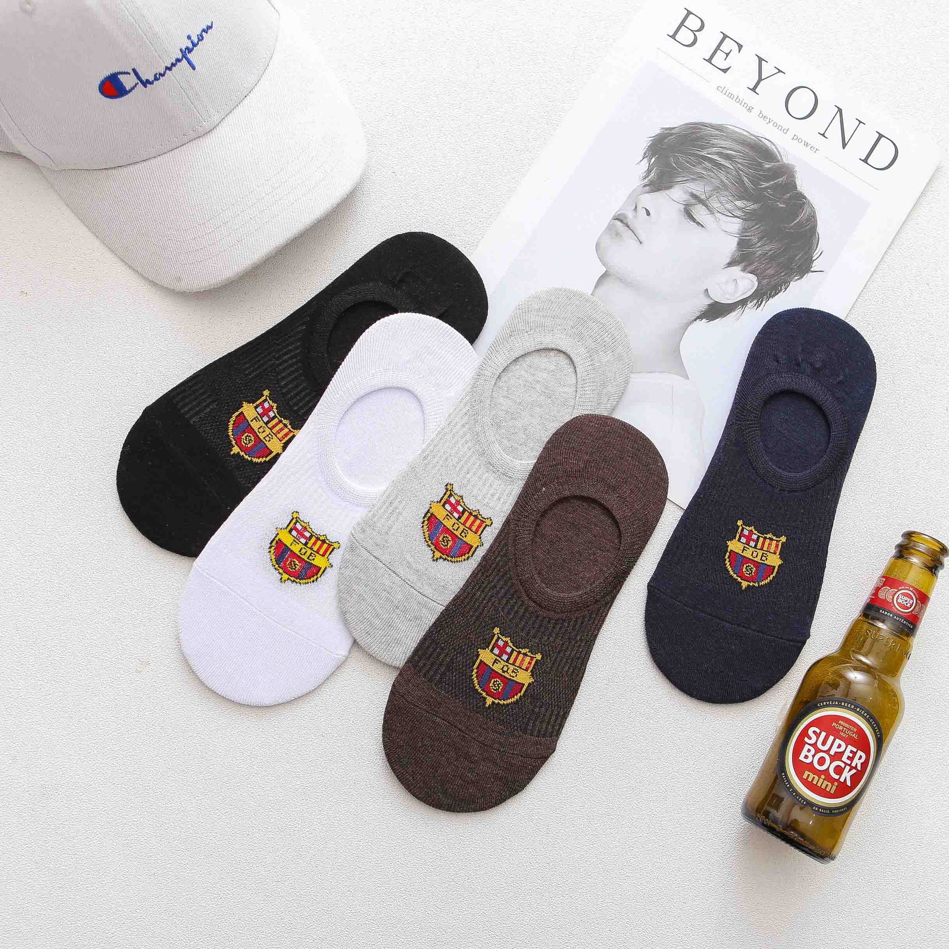 春夏季日系浅口船袜男隐形袜子 防滑硅胶不掉跟 全棉纯色袜子男短