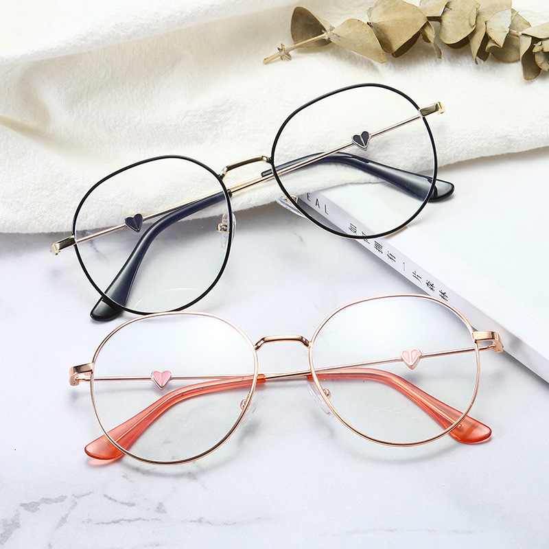 20新款近视眼镜架 复古桃心眼镜潮流金属镜框 爱心时尚平光镜批发图