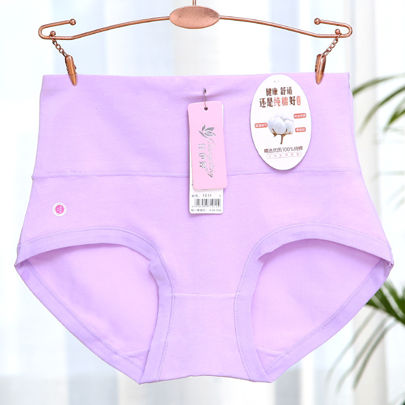 2018厂家直销批发秋冬女士高腰纯棉内裤纯色女式三角裤爆款热卖细节图