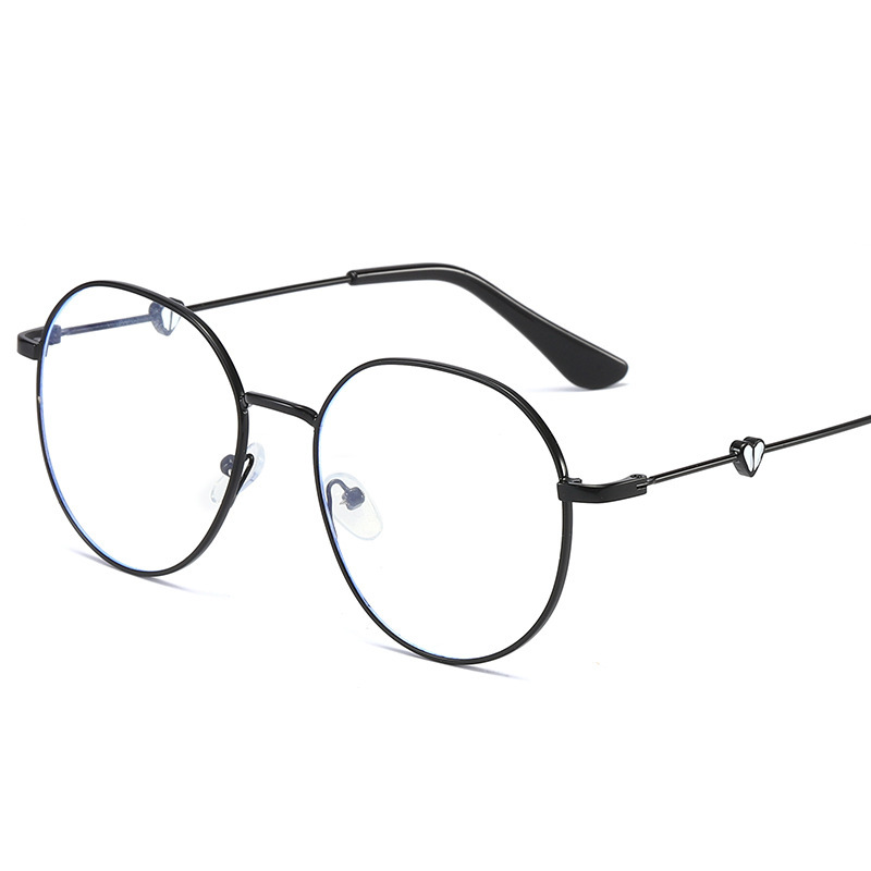 20新款近视眼镜架 复古桃心眼镜潮流金属镜框 爱心时尚平光镜批发白底实物图