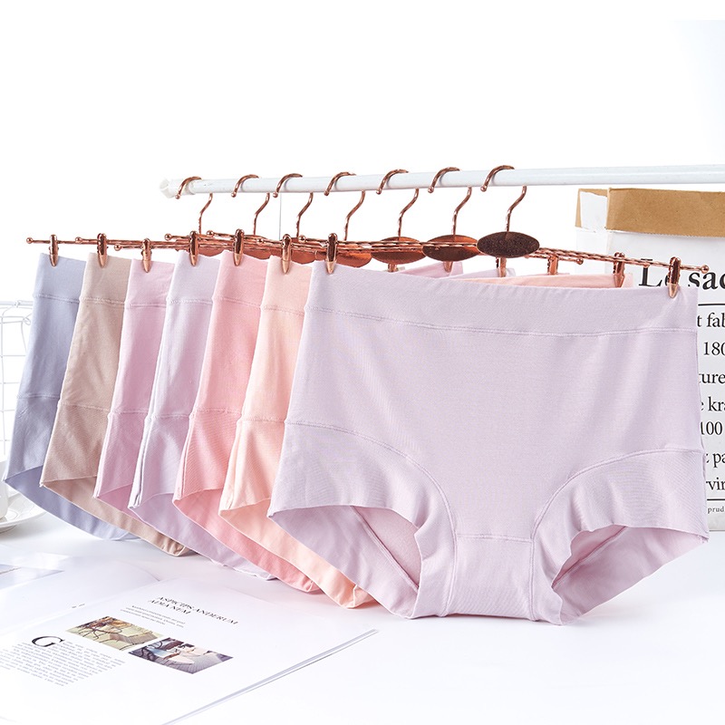 A Simple Light Plate Breathable Medium Waist Large Size Women's Underwear Modal Solid Color Bamboo Fiber Underwear Women details Picture