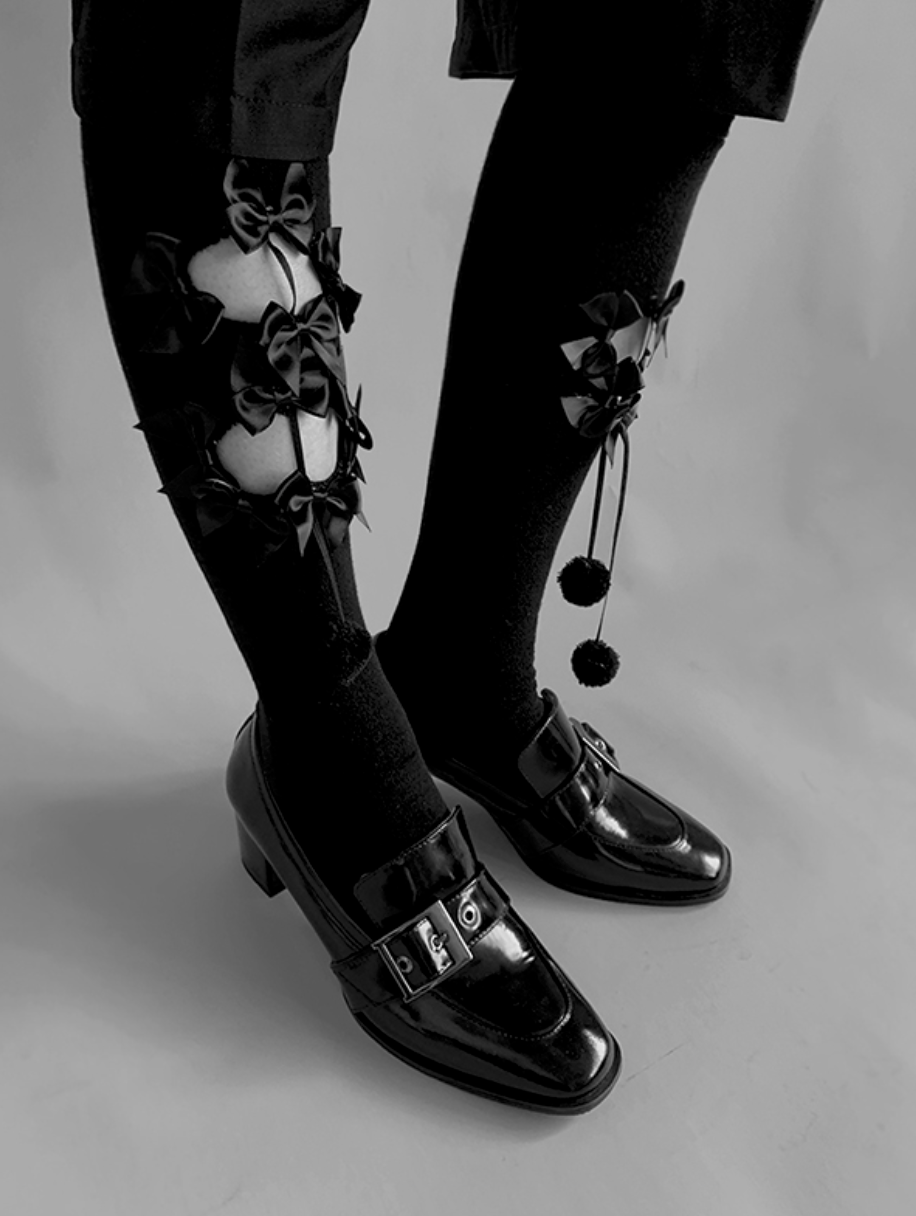 坏星星万圣节HALLOWEEN系列原创小众洛丽塔小众艺术破洞高筒女袜细节图