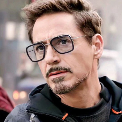 New Iron Man sunglasses, European and American fashion square frame, the same style as Donnie's sunglasses, men's trendy glasses factory direct sales