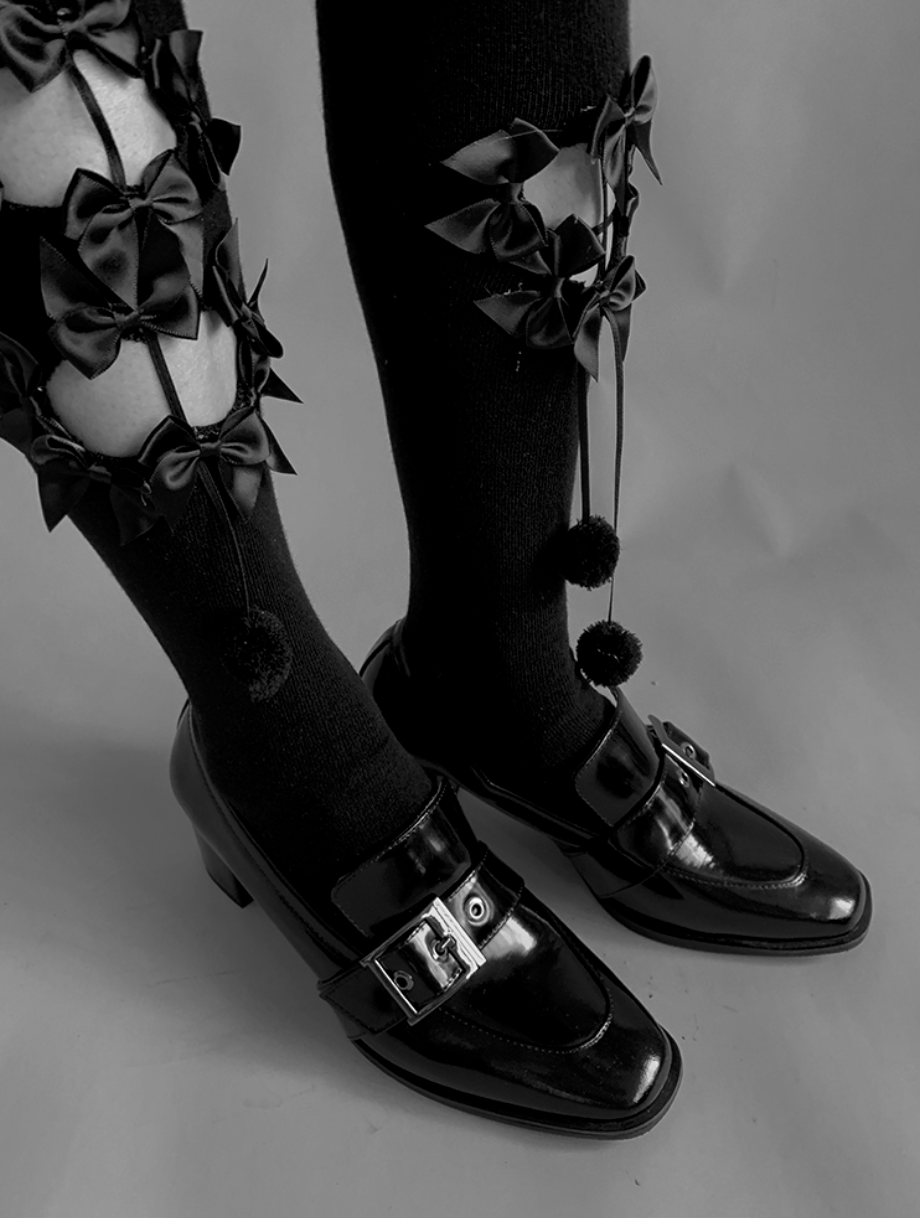 坏星星万圣节HALLOWEEN系列原创小众洛丽塔小众艺术破洞高筒女袜白底实物图