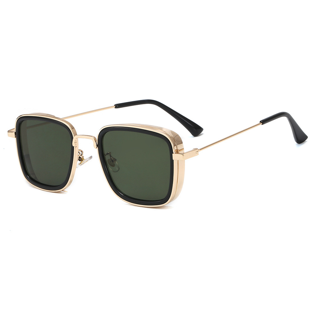 2020 Cross-border new Indian hit punk sunglasses, square-framed trendy men's sunglasses, retro glasses details Picture