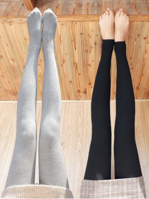 竖条螺纹女冬季加绒加厚打底裤女外穿显瘦黑色连袜高腰保暖裤踩脚白底实物图