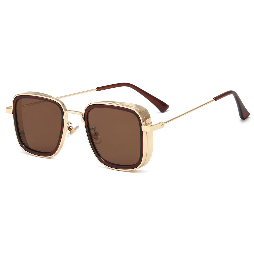 2020 Cross-border new Indian hit punk sunglasses, square-framed trendy men's sunglasses, retro glasses Item Picture