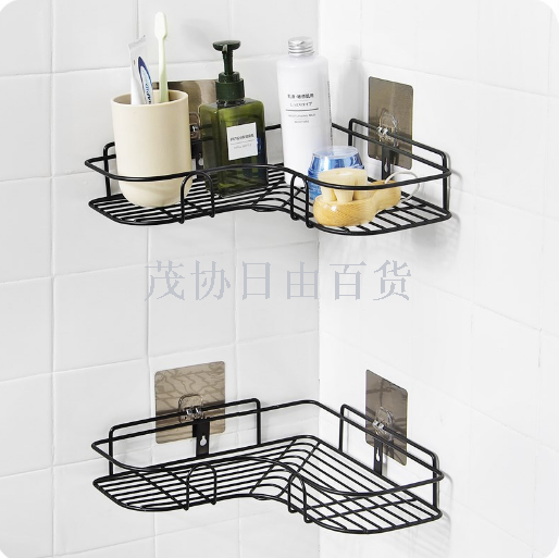 Non-punch toilet corner shower gel shelf wall hanging toilet iron art storage rack kitchen bathroom tripod