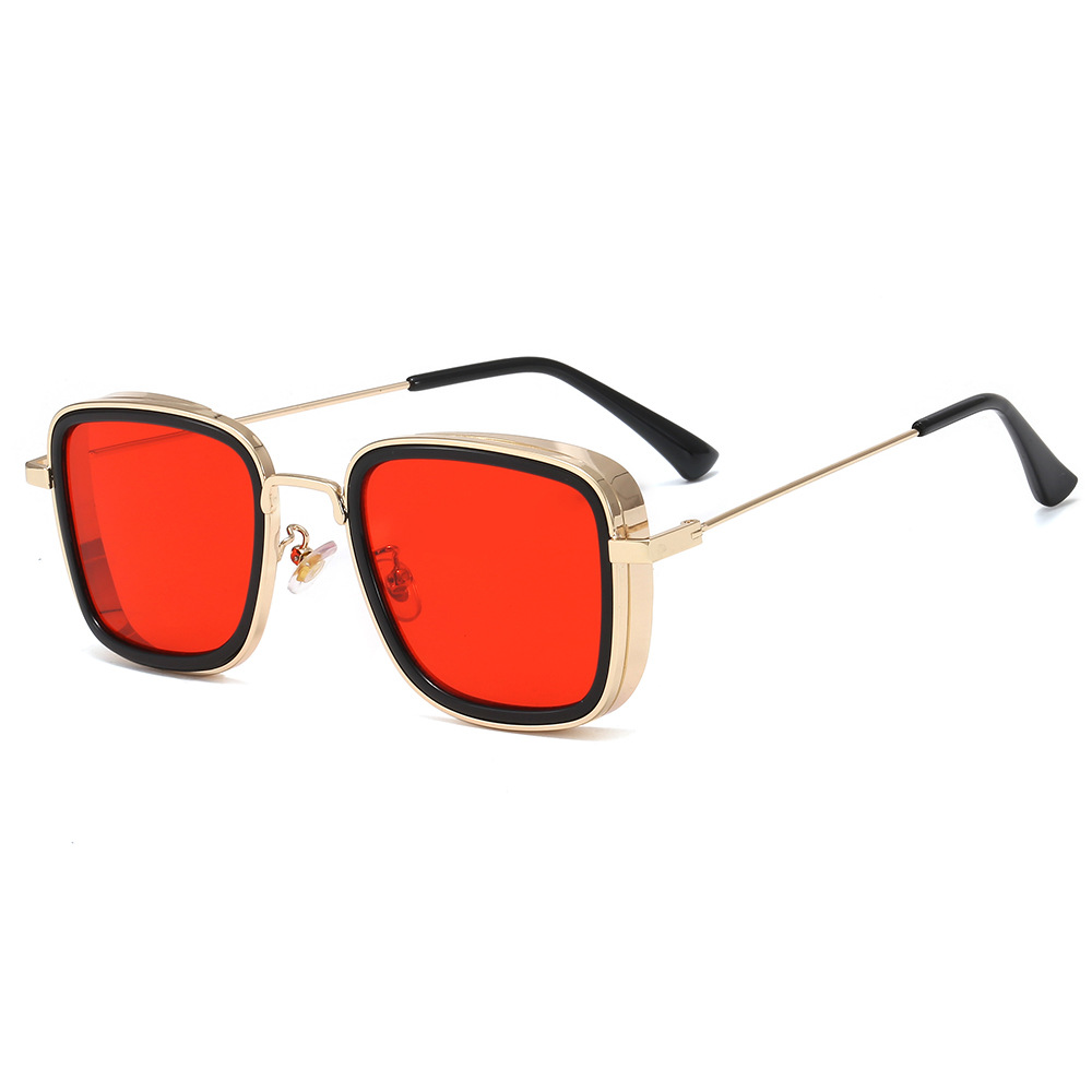 2020 Cross-border new Indian hit punk sunglasses, square-framed trendy men's sunglasses, retro glasses Specification image