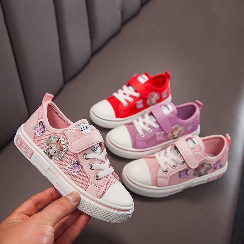 Spring and Autumn 2020 girls cloth shoes primary school students Velcro casual shoes with soft soles