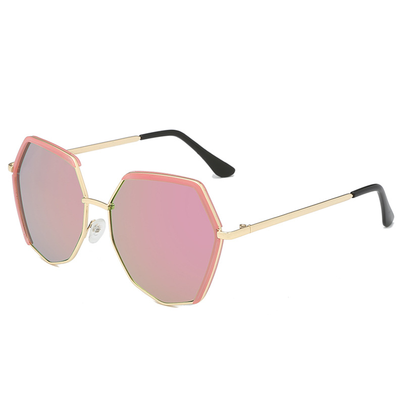 New fashionable Korean-style internet-famous sunglasses, personalized retro metal half-frame sunglasses, polygonal large-frame sunglasses Application Scenario