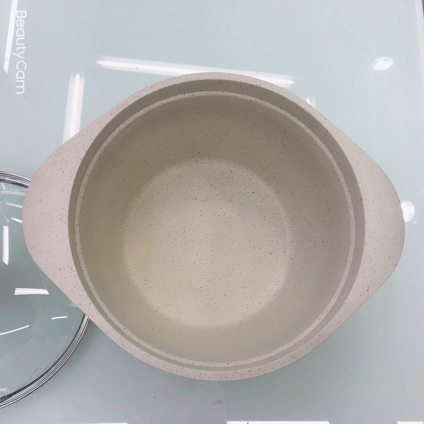 压铸大理石汤锅花底不粘锅玻璃盖彩盒装细节图