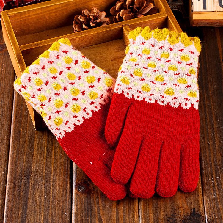 手套保暖时尚针织加绒女士韩版情侣潮流厂家直销白底实物图