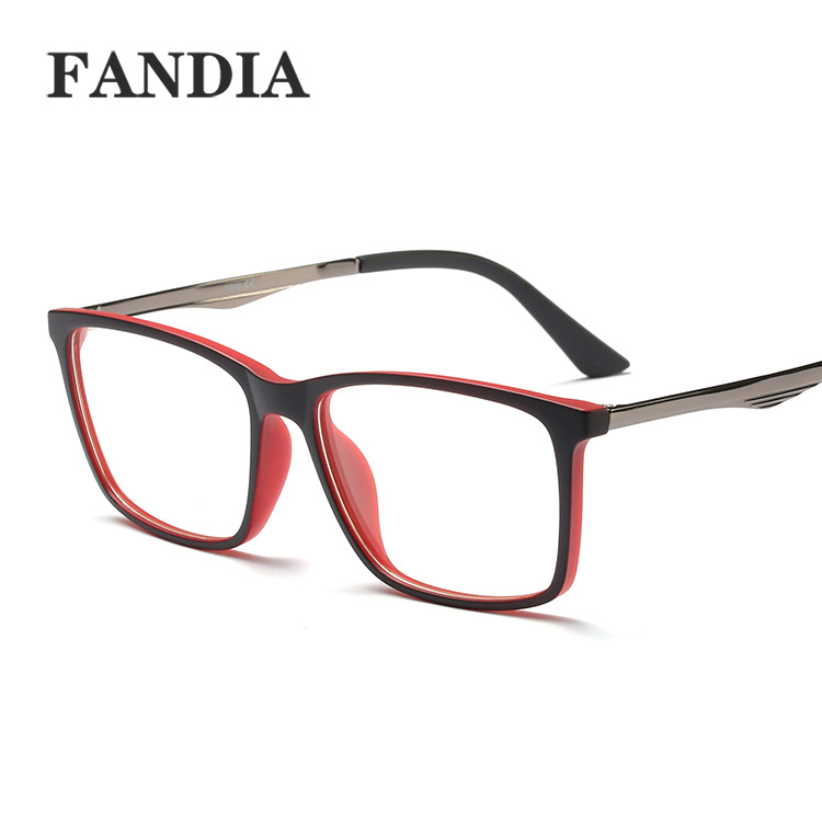 G8010 TR90 new men's flat lens fashion craft metal mirror foot casual business glasses frame details Picture