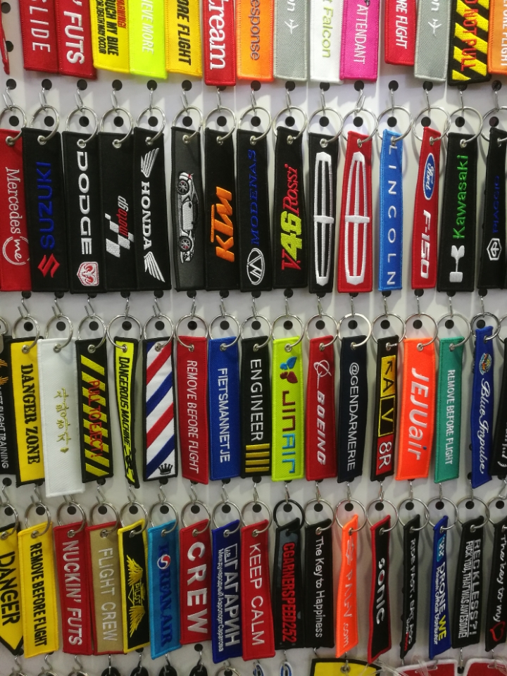 Double-sided embroidered logo keychain pendant for motorcycles, motorcycles and racing cars details Picture